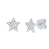 0.07ct 14k White Gold Diamond Star Stud Earring